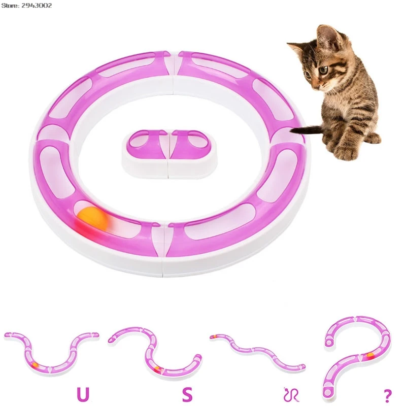 Fun Cat Pet Toy Baby Track Orbit Ball Plastic Toys Senses Play Chase
