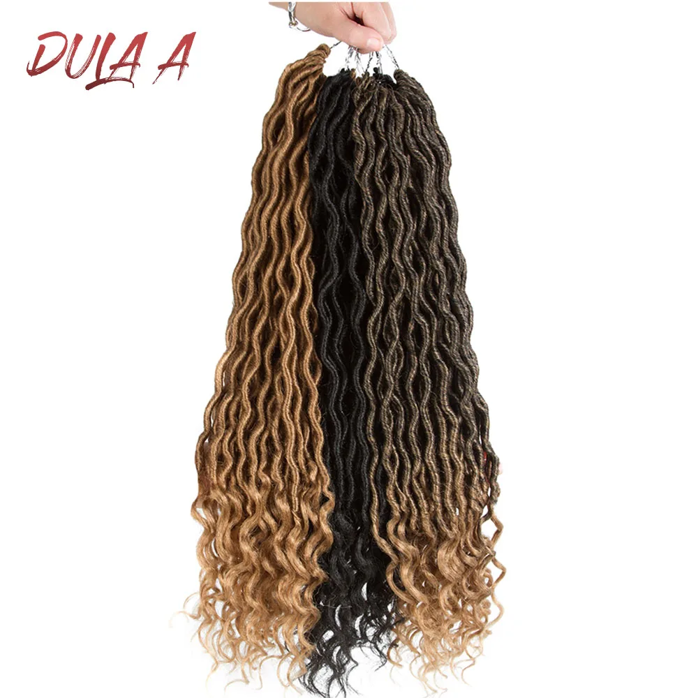 Накладные волосы Dula A 20 дюймов faux locs CURLY вязаные крючком 24 прядей синтетические
