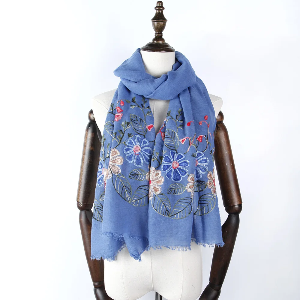 Buy Embroidery Floral Shawl Scarf Women Fashion Wrap