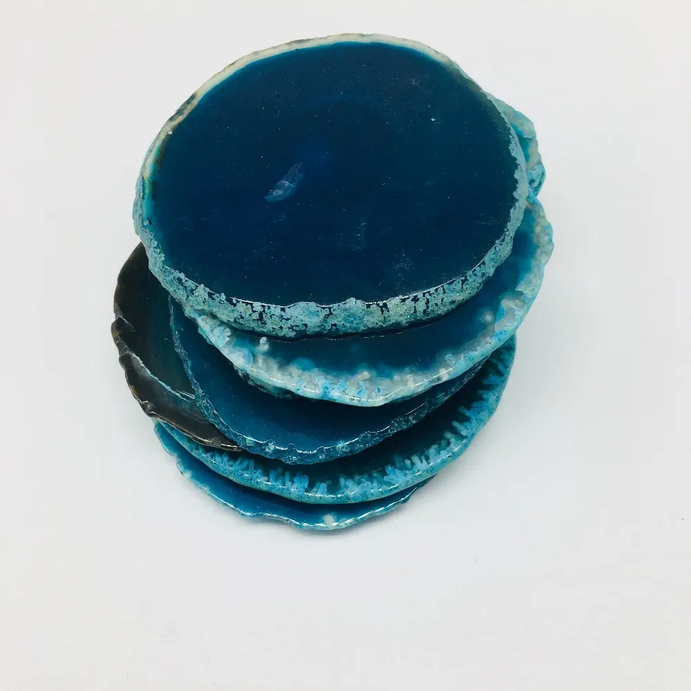

7-8cm Large BLUE Agate Slice Geode Polished Crystal Quartz