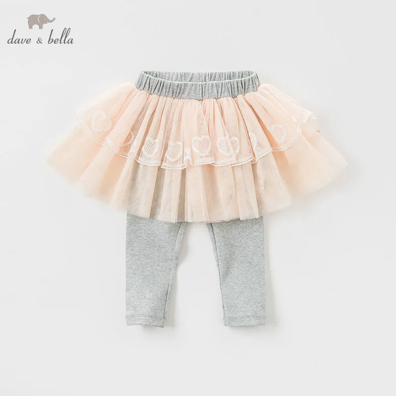 

DB7871 dave bella spring baby girls with ruffles pants children cat full length pants infant toddler solid trousers