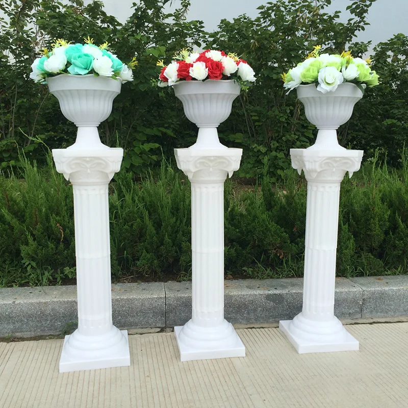 2pcs Plastic Roman Column Fashion Wedding Props Party Decorative White Pillars Pots Road Cited Welcome Area Decor Flower Ball