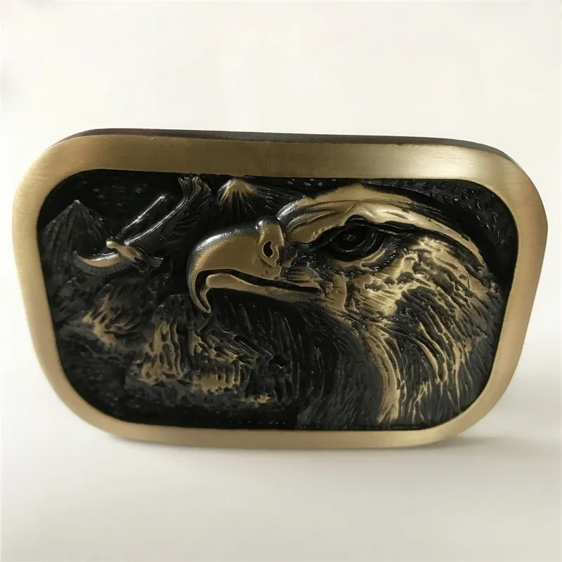

Retail Fashion Men's High Quality Rectangle Eagle Head Solid Brass Belt Buckle For 4cm Wide Belt Man Jeans accessories