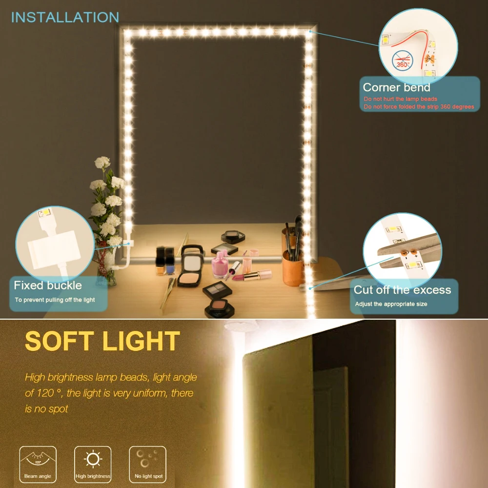 240 светодиодов, сделай сам, зеркало для макияжа, полоска для бара ...