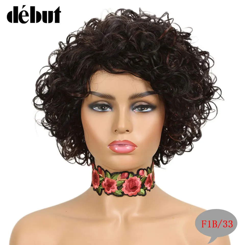 Perucas de Bob Perucas de Cabelo Encaracolado Curto Ombre Humano Barato Pixie Corte Estilo Preto Perucas Completas Tt1b - 33 Dx1029 Marrom Cor Loira 16 Apliques e perucas