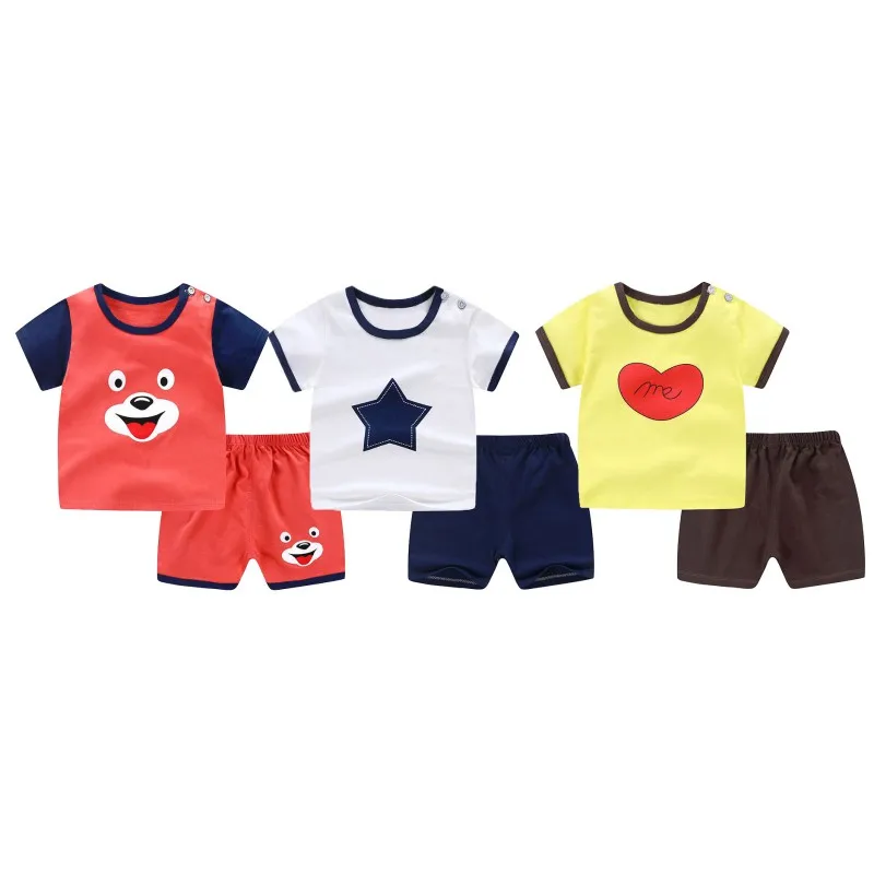 

Fashion Summer Baby Boys Girls Short Sleeve Cartoon Print Tops T-shirts+Shorts 2pcs Suits 2019 Newly Children's Clothing Sets