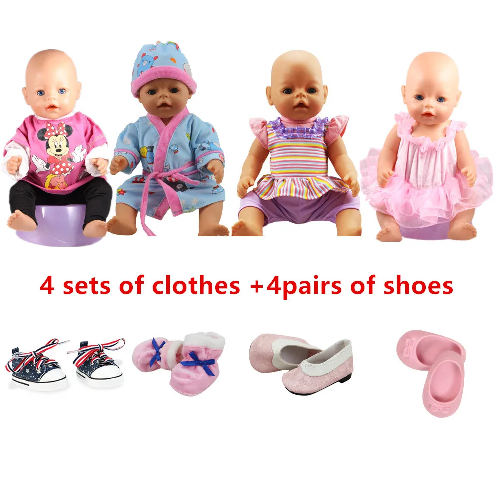 

Babyborn 4 Doll Clothes 4 Doll Shoes Fit 18inch Girl Doll 43cm Baby Doll Different Clothes Different Shoes