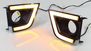 

Car styling New 12v Daytime Running Light for Toyota Corolla 2014 2015 LED DRL With Turn Signal Fog Lamp Hole Super Bright C