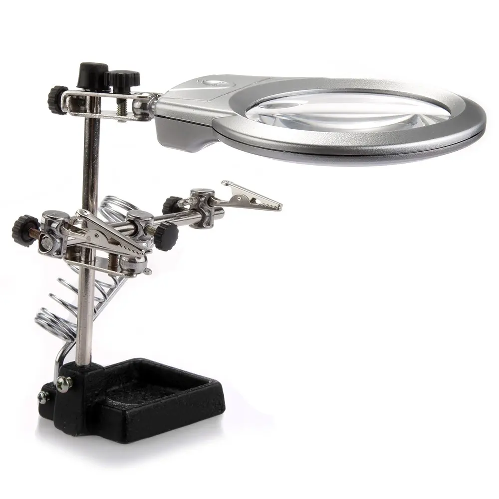 NFLC Tischlupe mit Staender 2 LEDs Klemme Multifunktion lampe Lupe |