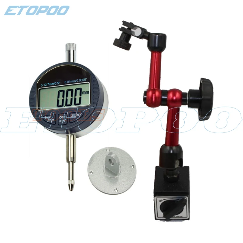 

0-25.4mm Electronic Digital Dial Indicator 0-12.7mm/0.5'' 0.01mm With Magnetic Base stand Holder Gauge Caliper Measuring Tools