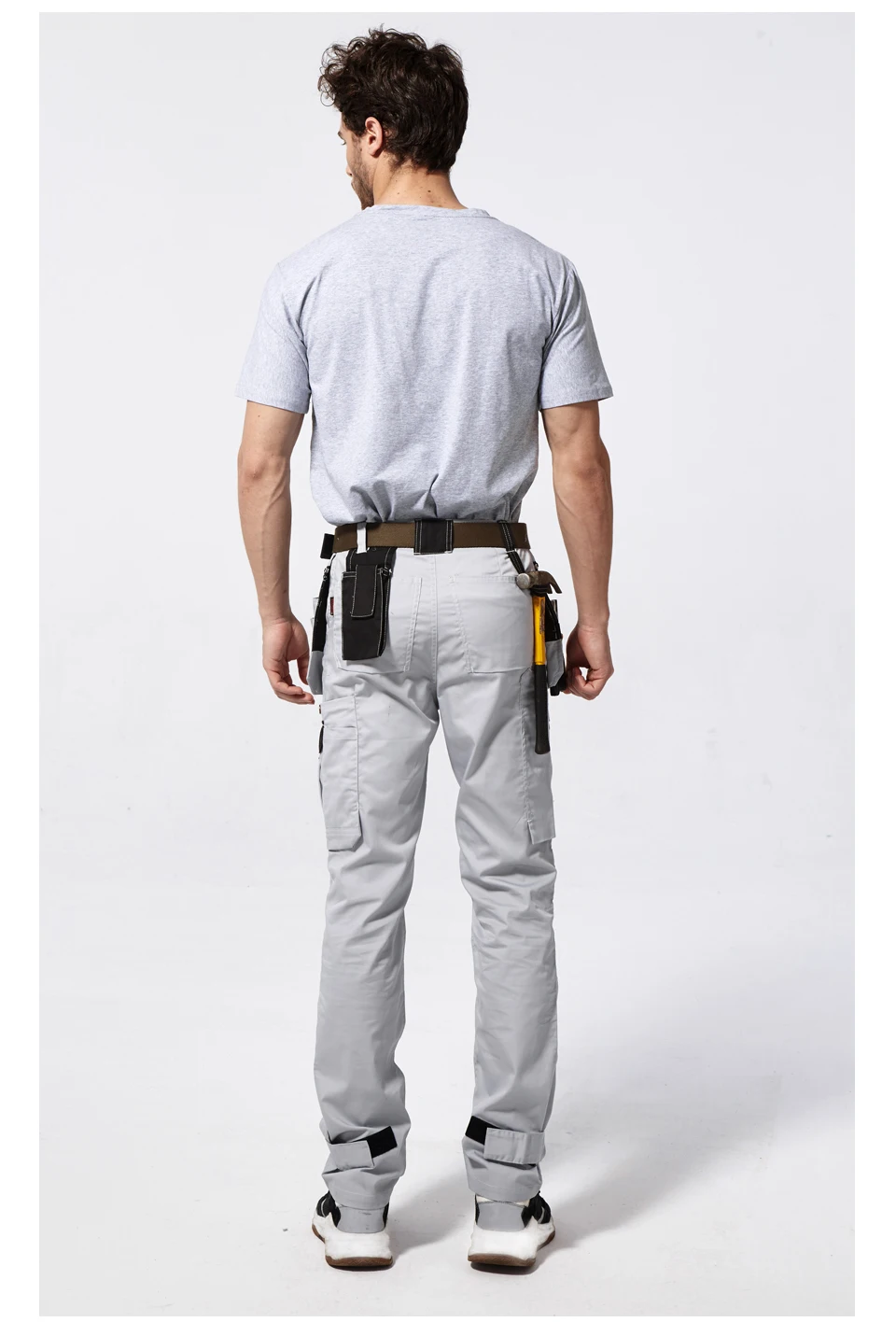 Мужские рабочие брюки с несколькими карманами для инструментов, летние брюки высокого качества, безопасные рабочие механические брюки-карго, рабочие брюки серого цвета B218