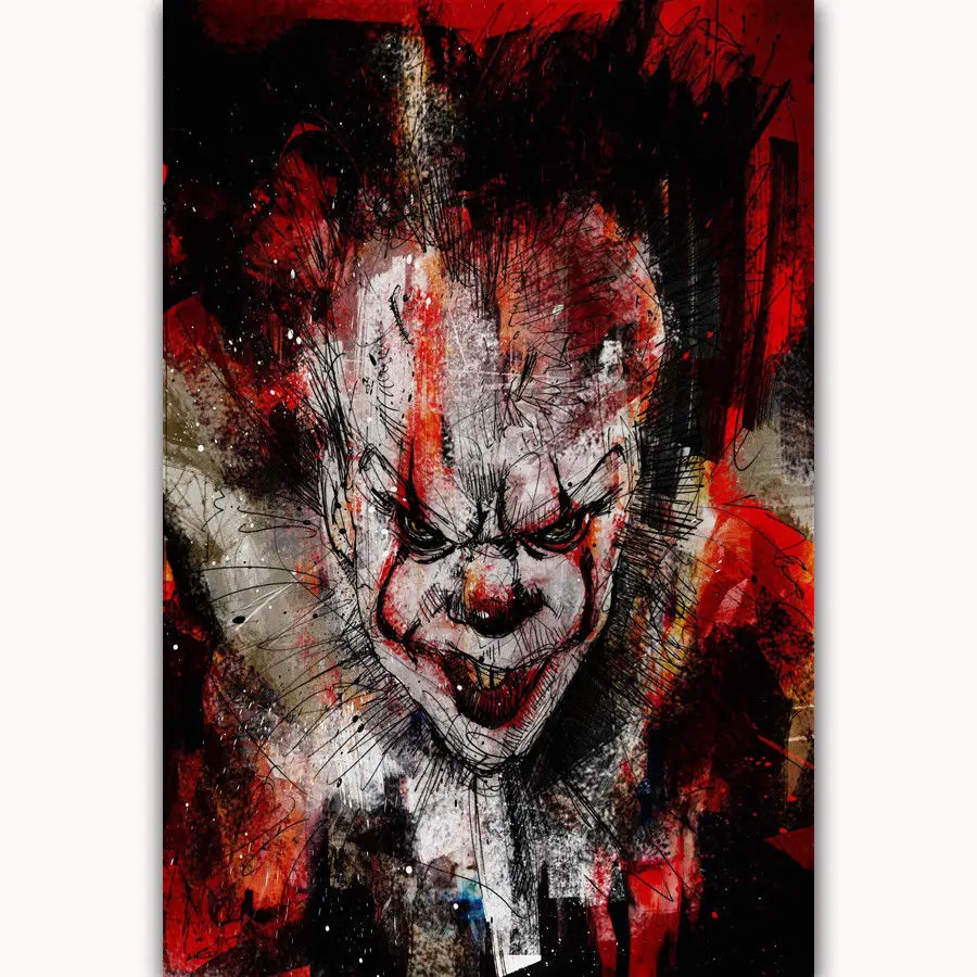 IT Movie Stephen King Painting Hot New 2017-Silk Art Poster Wall Sicker Decoration Gift