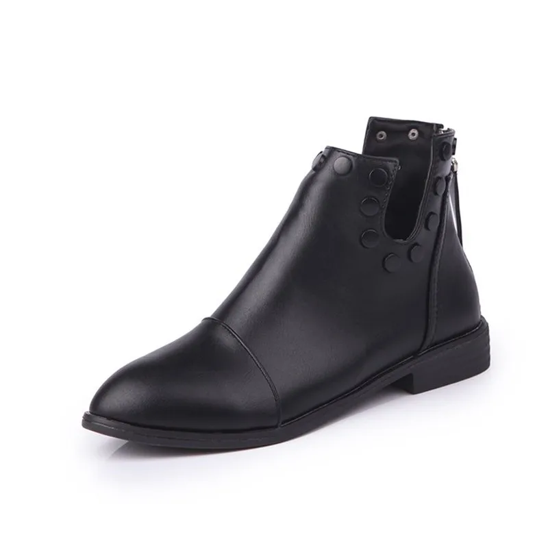COOTELILI Fashion Rivet Ankle Boots For Women 2018 Autumn Winter Zipper Shoes Woman Black Casual Rubber Boots Women 35-39 (8)