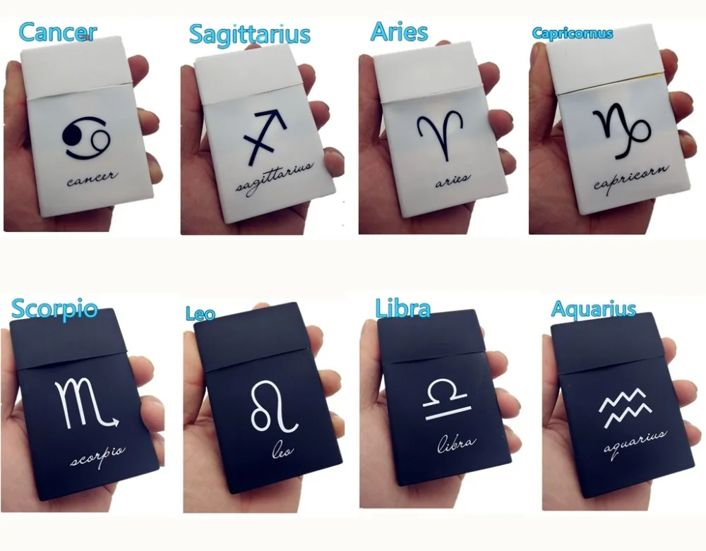 

New Rubber Women Cigarette Box Cover Constellation Cancer Leo Pisces Soft Men Cigarette Case Cigarette Pack Holds 20 cigarettes