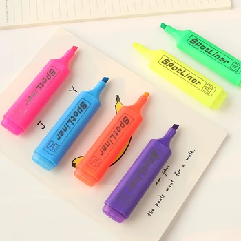 

6 pcs/Lot Candy color Highlighter marker pen 1-5mm Spot liner for paper file Stationery Office accessories School supplies EB687