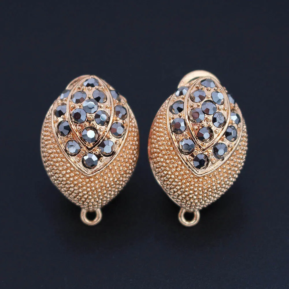 

Earrings Post Connector Linker Retro Black Rhinestone CZ Paved Gold Color Metal Base for Women Statement Dangle Hanging Earrings