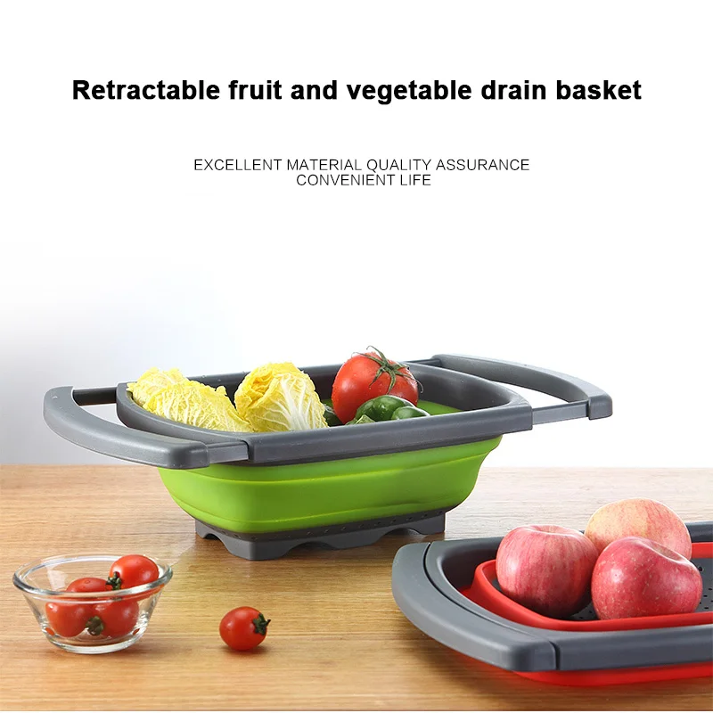 

Kitchen Tool Over the Sink Colander Strainer Collapsible Adjustable Foldable Drain Basket J2Y
