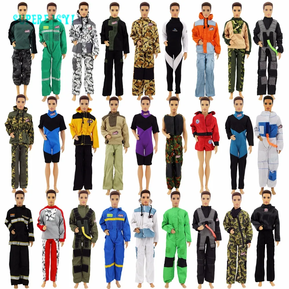 

5 Sets Random Outfit Mix Styles Men Clothing Casual Wear Clothes For Barbie Friend Ken Doll 1:6 Puppet Dollhouse Accessories