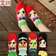 Носки летние носки-башмачки милые корейские Носки с рисунком Русалочки для женщин и девочек, Гавайские носки Kawayi для студентов, Нескользящие невидимые дышащие хлопковые носки, Новинка