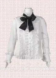 Лолита с бантом оборчатым краем украшения белый хлопок готический блузка