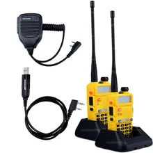 2pcs BaoFeng UV-5R Walkie Talkie Baofeng Two way Radio Accessories VHF UHF Dual Band 136-174/400-520 1X Speaker Mic+1X Cable