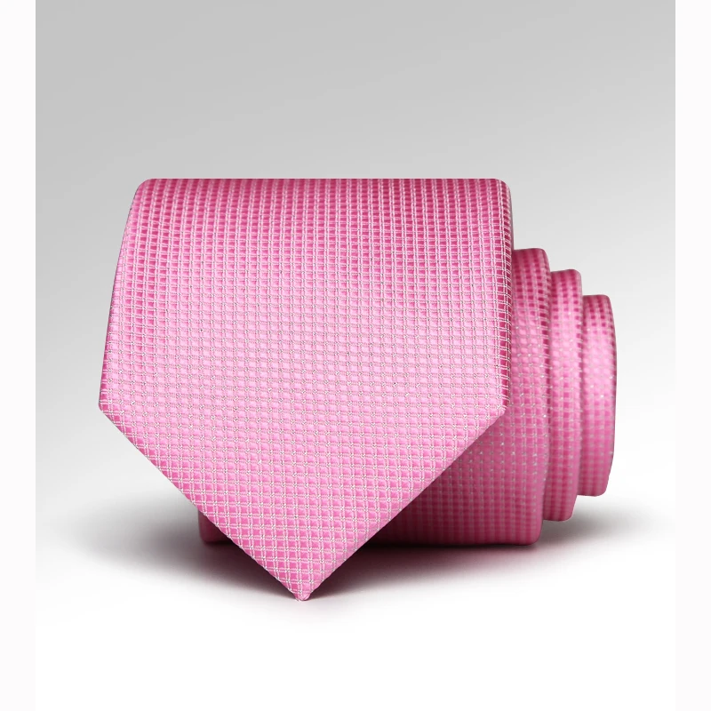 2017 Brand New 7cm Wide Necktie High Quality Fashion Plaid Ties for Men Solid Pink Wedding Ties