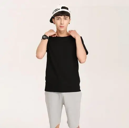 font b Men s b font Tops Tees 2017 summer new Cotton solid O Neck