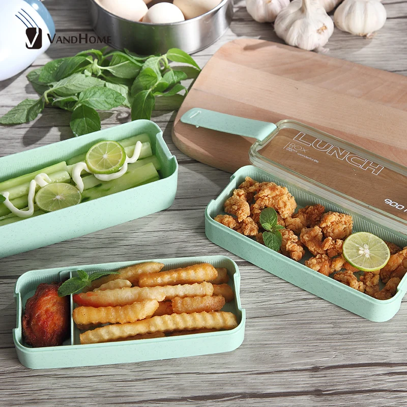 

VandHome Japanese Microwave Lunch Box For Kids School Eco-Friendly BPA Free Wheat Straw Bento Box Kitchen Plastic Food Container