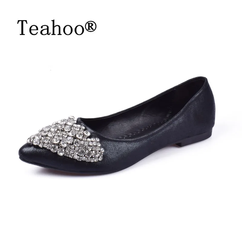 Prezzo Di NUOVO Modo di 2017 Appartamenti Scarpe Da Donna Pattini Della Principessa di Balletto Per casual Barca di Cristallo Strass Scarpe Da Donna Appartamenti PIÙ IL Formato Nuovo