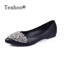 NEW Fashion 2017 Flats Shoes Women Ballet Princess Shoes For Casual Crystal Boat Shoes Rhinestone Women Flats PLUS Size New