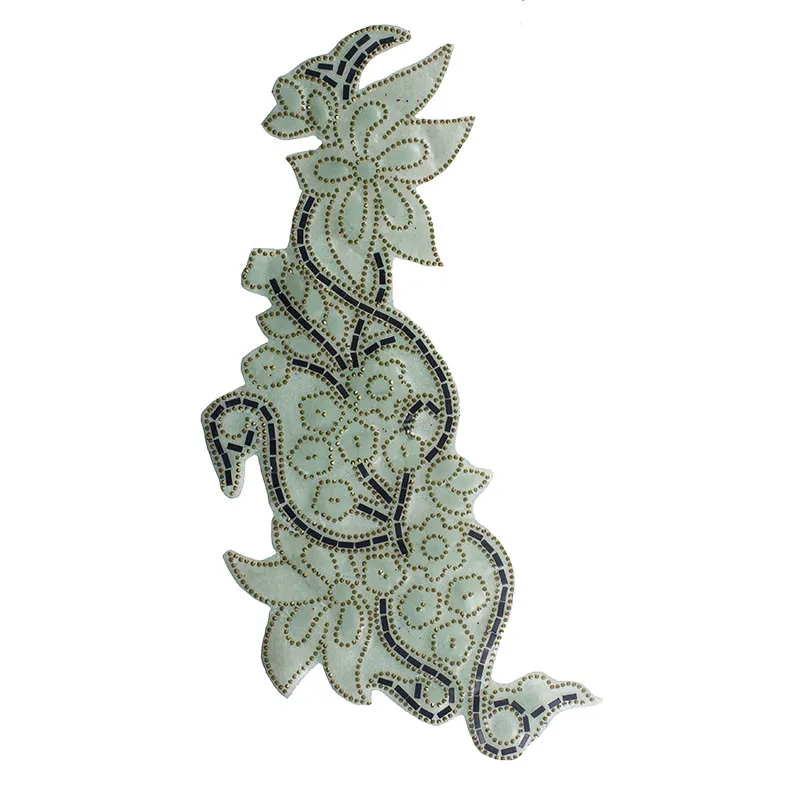 10piece-Emerald-Green-Long-Flower-Design-Iron-on-Applique-Patches-Hot-Fix-Rhinestones-DIY-Clothes-Decorative (1)