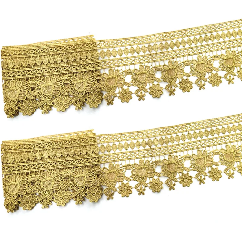 Модный Подсолнух лист Золотой кружевной отделкой вышитый для одежды аксессуары Швейное Ремесло