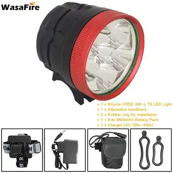 

WasaFire 10000lm 6* XM-L T6 LED Headlight Headlamp Bicycle Bike Front Light Lantern Flashlight Charger 8.4V Battery Pack Lamps