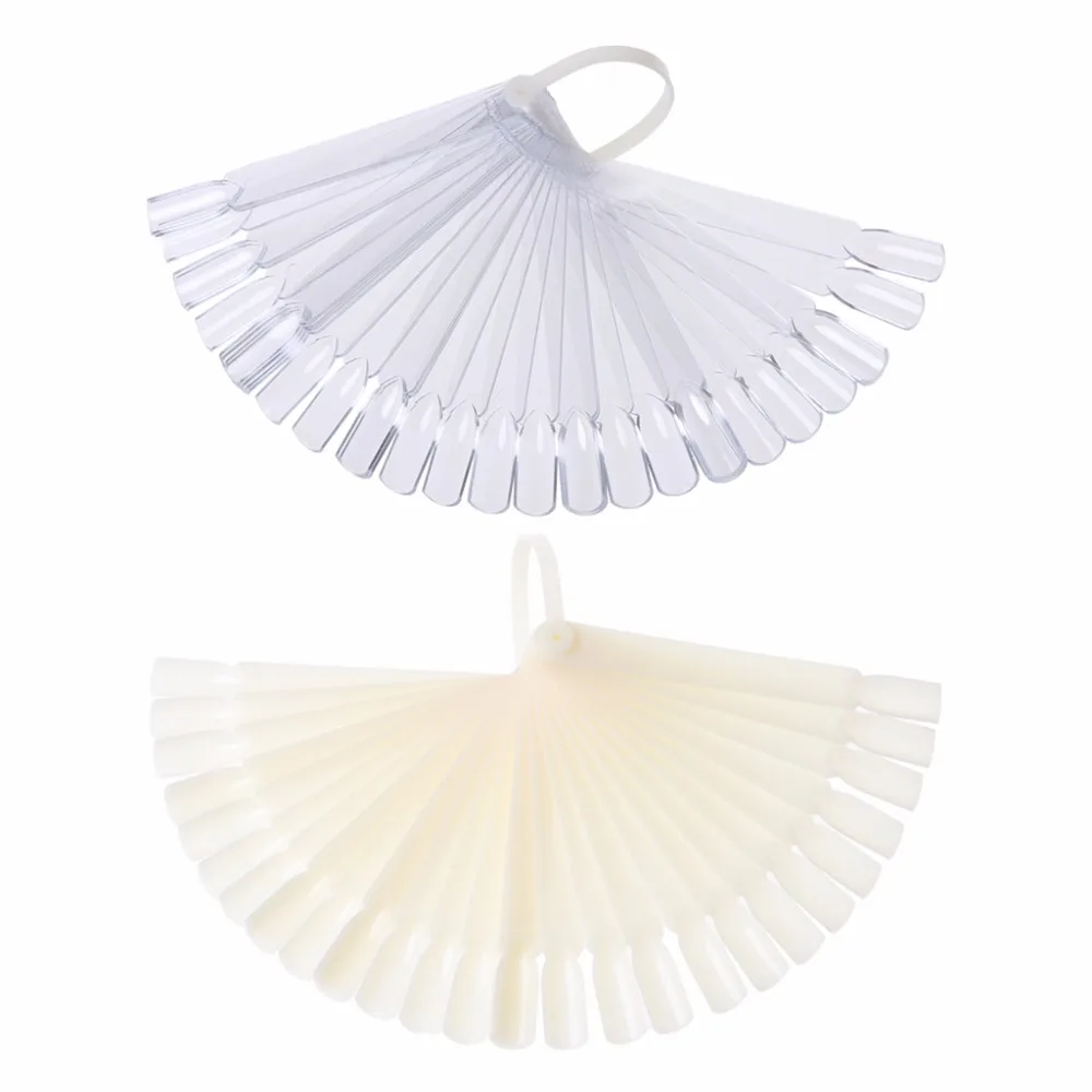 

FSHALL 32pcs False Display Nail Art Fan Wheel Polish Practice Tip Sticks Design Decor 10cm