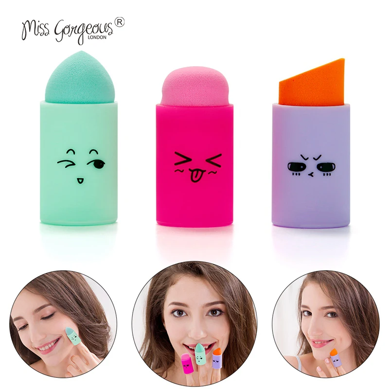 

Miss Gorgeous 3pcs Cosmetics Finger Sponges Make up Cute Soft Makeup Sponge Liquid Foundation Powder Puff Make Up Tools