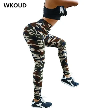 

WKOUD Streetpant Camouflage Leggings Fashion Sexy High Waist Fitness Skinny Push Up Pants Lift The Hips Absorption Legging P8833