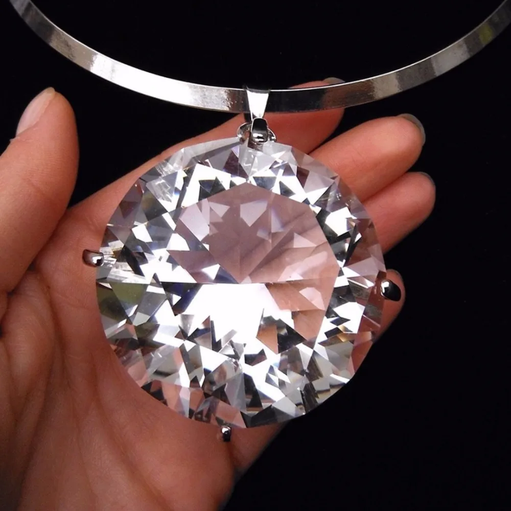 Sainio Blade Chain Choker Necklace Rhinestone Huge Large Big Crystal