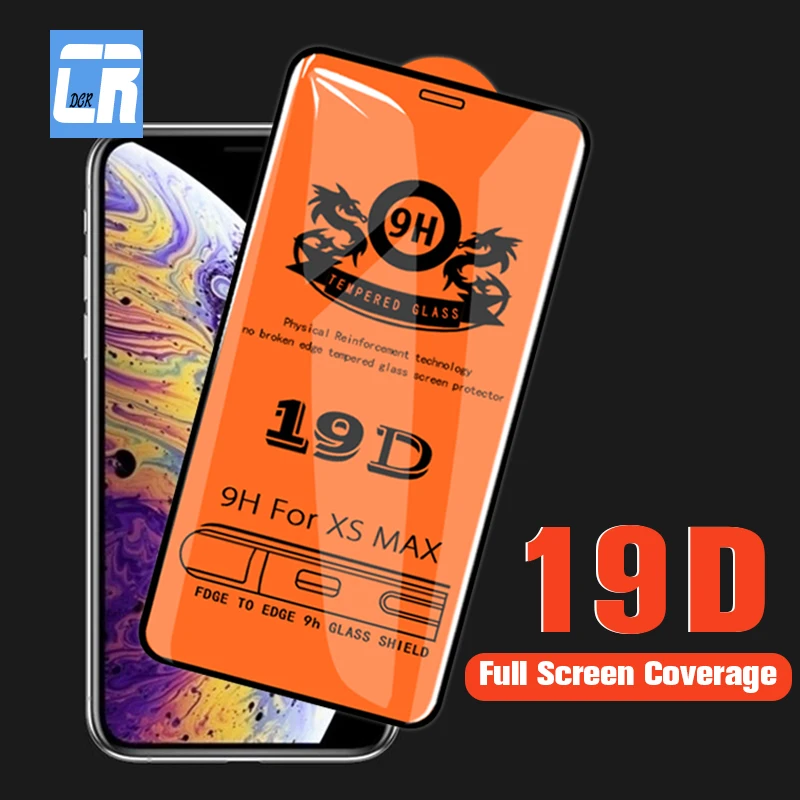 

New 19D Curved Edge Tempered Glass on the for iPhone X 8 7 6 6s Plus Screen Protector for iphone XS XR XS Max Protective Film