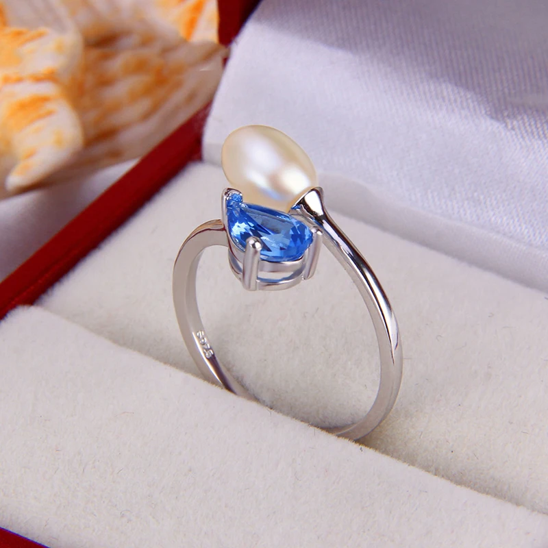 CLUCI 3 шт кольцо из стерлингового серебра 925 для Для женщин Подарок Серебро 925 регулируемое Открытое кольцо Fine Jewelry Синий Циркон Кольца