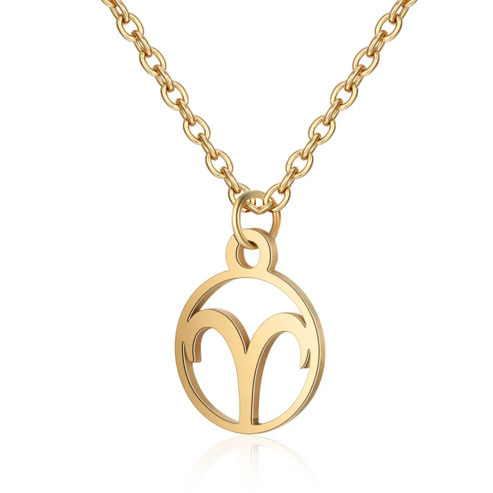 Нержавеющая сталь знак зодиака Очаровательное ожерелье Vnistar простой дизайн кулон «гороскоп» ожерелье s Зодиак Женское Ожерелье