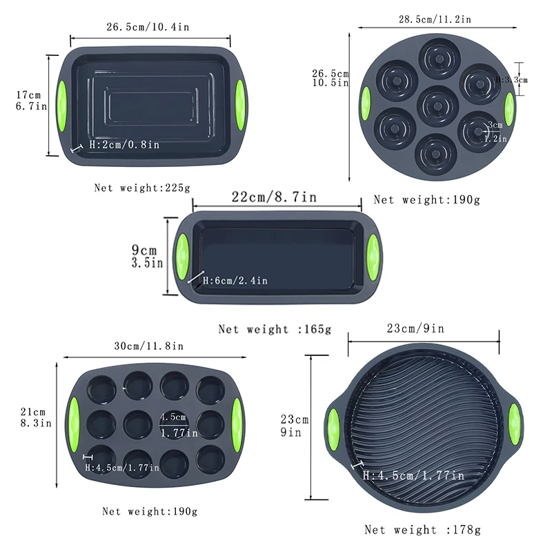 5 шт., силиконовая форма для торта, 9 дюймов, инструменты для выпечки, форма для пончиков и хлеба, кухонные инструменты, аксессуары