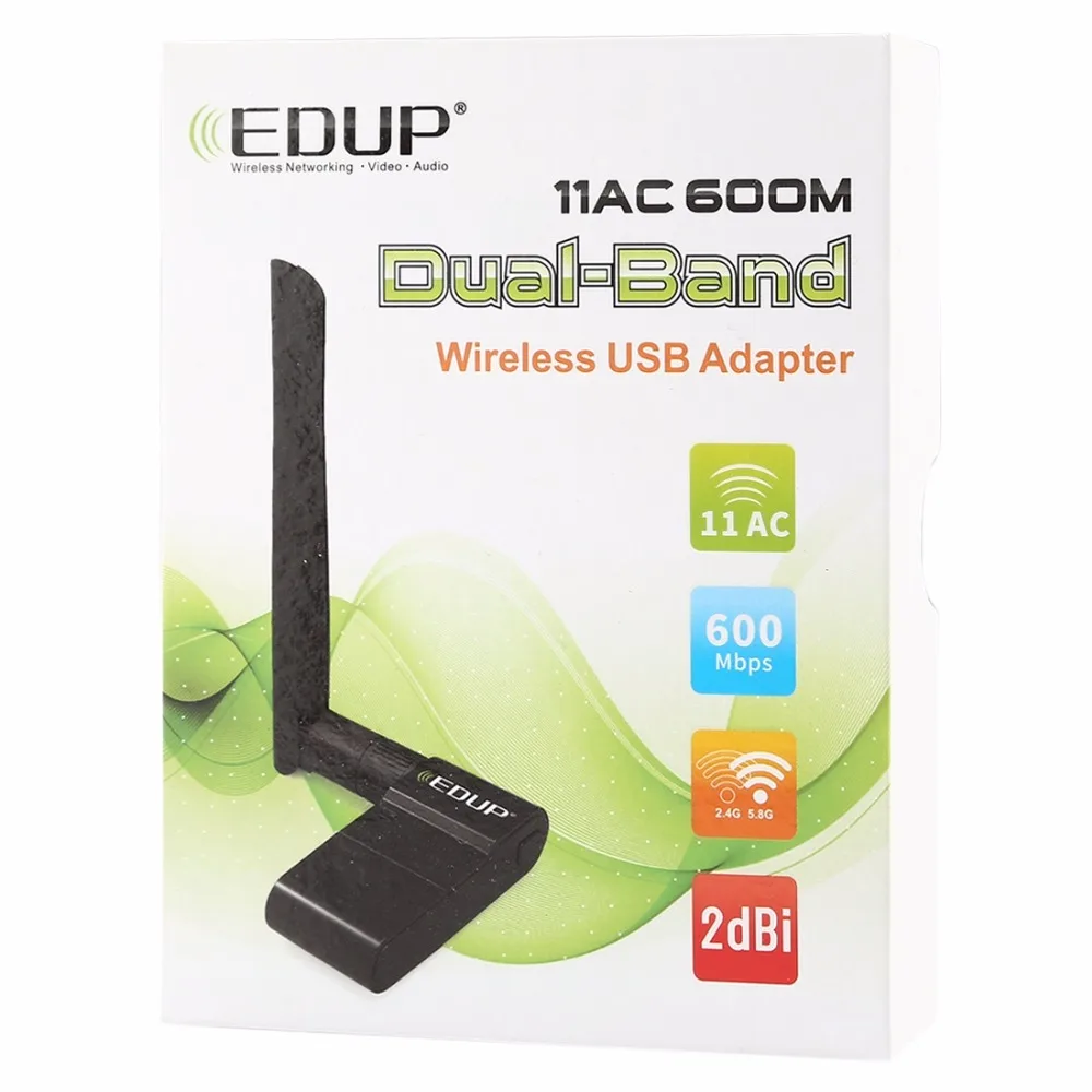 EDUP EP-AC1635 600 Мбит/с двухдиапазонный беспроводной 11AC USB Ethernet адаптер с 2dBi антенной для ноутбука/ПК