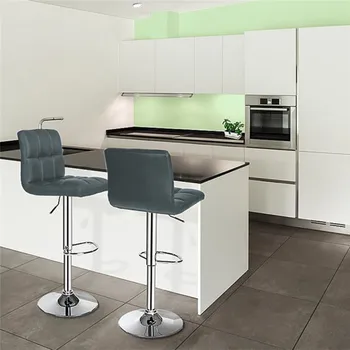 

2 Pcs PU Leather Swivel Bar Stools Modern Bar Chair Stool Height Adjustable Bar Stools Bar Pub Counter HWC