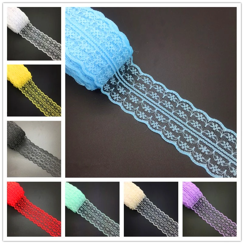 Net Lace Handicrafts Embroidered Bilateral Colorful Wear Bow Crafts Trim Ribbon 