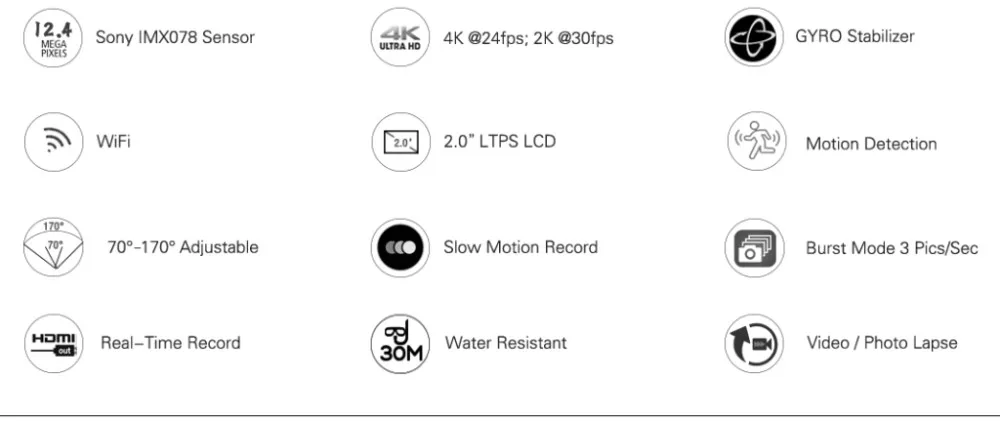 SJCAM SJ5000X Elite Wi-Fi 4 К 24fps 2 К 30fps гироскопа Спорт HD DV Дайвинг 30 м Шлем Действие камера