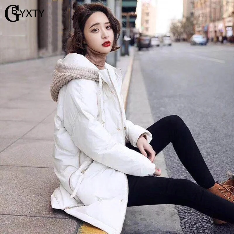 Côté Capuche Lâche Doudoune Za1052 Le Femme blanc Longue Corée Bas Noir Long De Mode Éclair Fermeture Et Style Manteau Parka Hiver rose Gbyxty Épais Vers wtqnCTEAxn