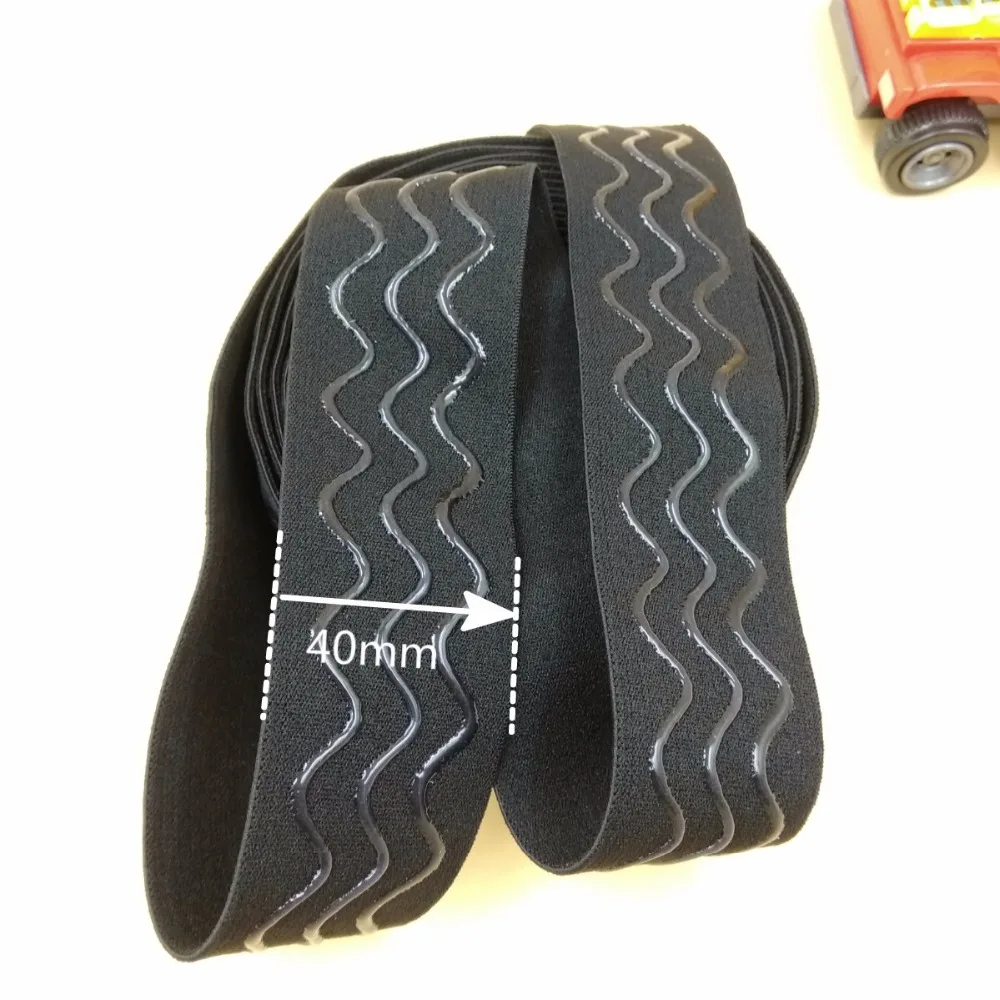 

High Quality 40mm Black 3 Wave Silicone Elastic Band 5 Meters Hand Made DIY Sewing Elastic Webbing Garment Accessories