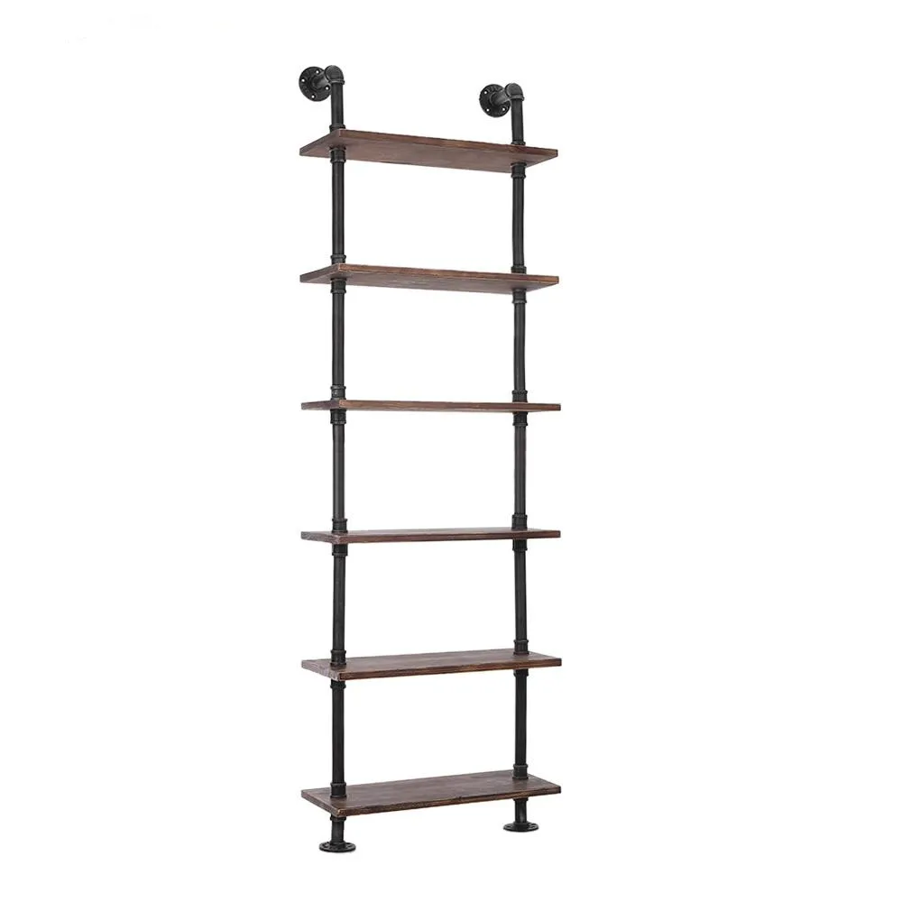 iKayaa-6-Tier-Rustic-Industrial-Ladder-Wall-Shelves-Wood-Planks-Iron-Pipe-Standing-Book-Shelf-Storage (3)