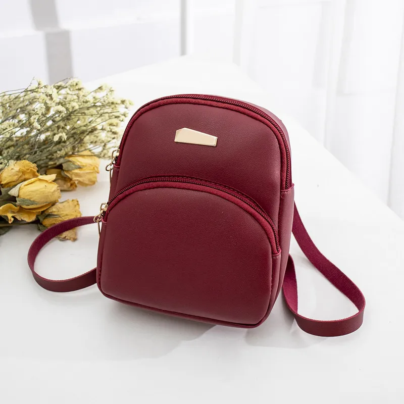 PUDCOCO горячая Распродажа модный кожаный мини-рюкзак для девочек милый однотонный маленький рюкзак для путешествий Повседневная сумка на молнии - Цвет: Красный