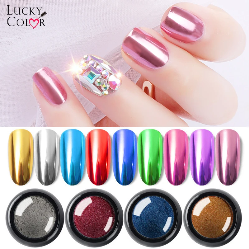 

12 Color Nail Glitter Super Bright Nail Titanium Mirror Powder Silver Dust Optical Metal Plating Powder DIY Chrome Decorations